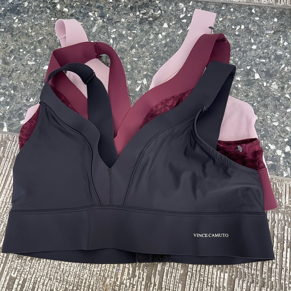 Vince Camuto Black and Pink Sports Bras